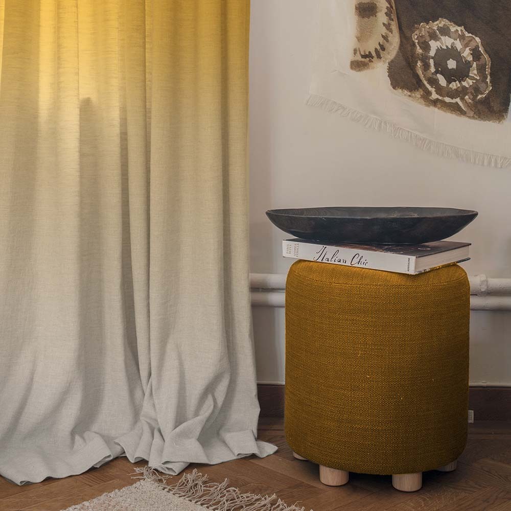 Golden Glow Combination Casablanca Linen Sheer Curtain Set of 4 -(DS564AMeta01)