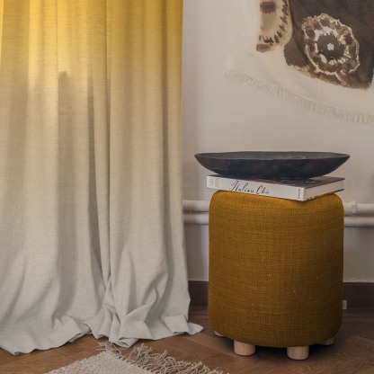 Golden Glow Combination Casablanca Linen Sheer Curtain Set of 4 -(DS564AMeta01)