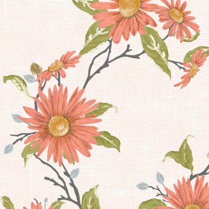 Asteria Bloom Floral Matte Light Coral Room Darkening Curtain Set of 2 -(DS564B)