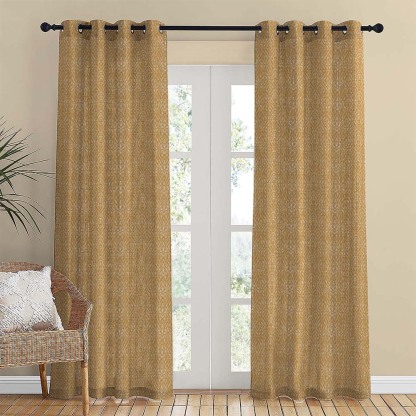 MacraMagic Geometric Matte Harvest Gold Room Darkening Curtain Set of 2 -(DS565A)