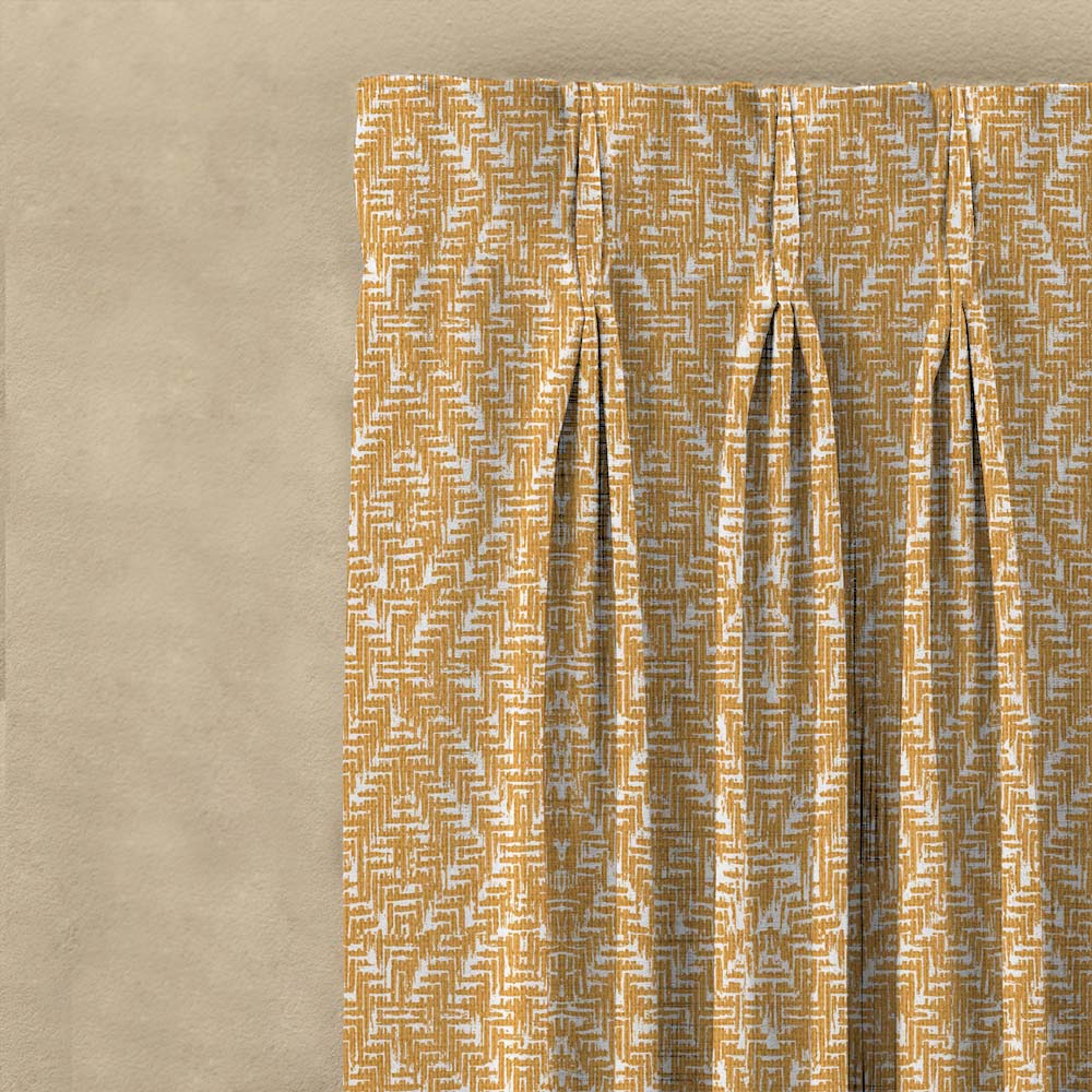 MacraMagic Geometric Matte Harvest Gold Room Darkening Curtain Set of 2 -(DS565A)