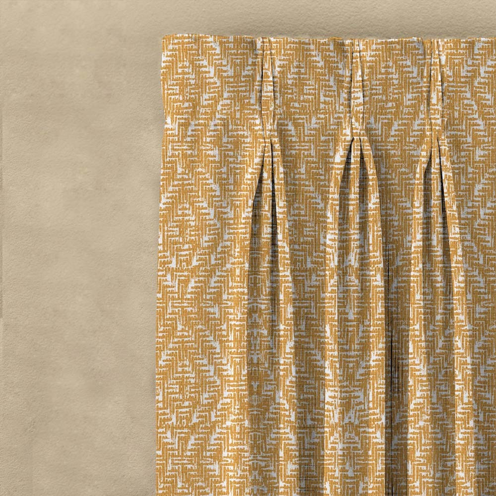 MacraMagic Geometric Matte Harvest Gold Room Darkening Curtain Set of 2 -(DS565A)