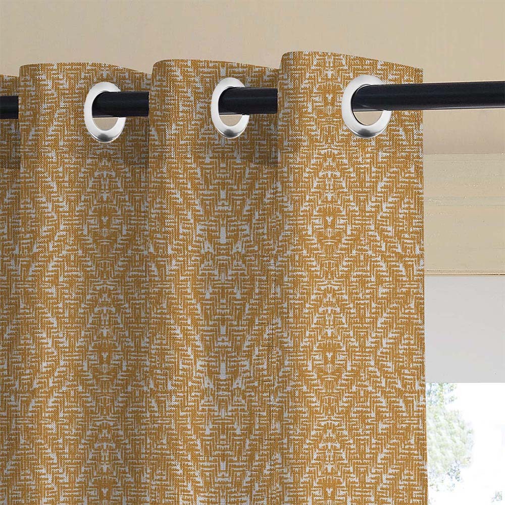 MacraMagic Geometric Matte Harvest Gold Room Darkening Curtain Set of 2 -(DS565A)