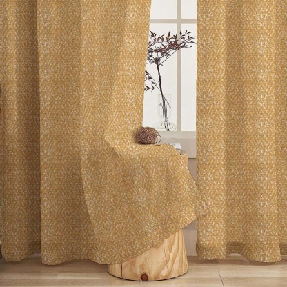 MacraMagic Geometric Matte Harvest Gold Room Darkening Curtain Set of 2 -(DS565A)