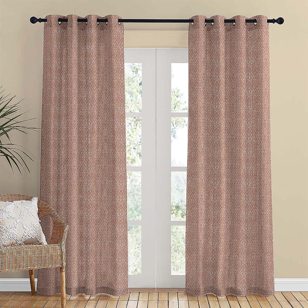 MacraMagic Geometric Matte Medium Wood Room Darkening Curtain Set of 2 -(DS565D)