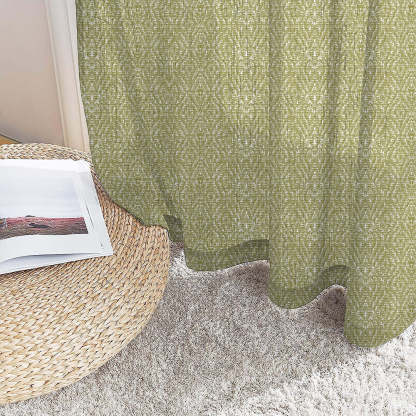 MacraMagic Geometric Winter Hazel Linen Sheer Curtain Set of 2 -(DS565E)