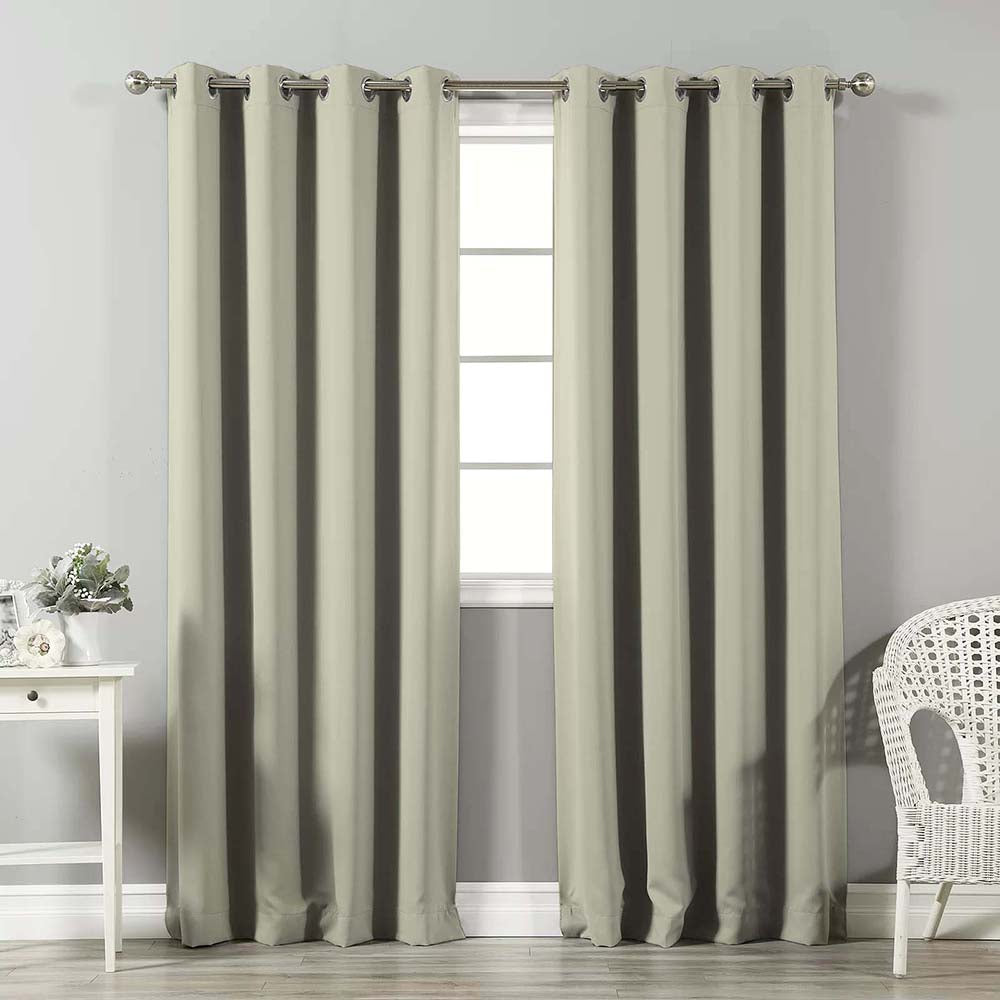 Jacquard Room Darkening Curtains in Sand Fossil Set Of 2 - (P57)