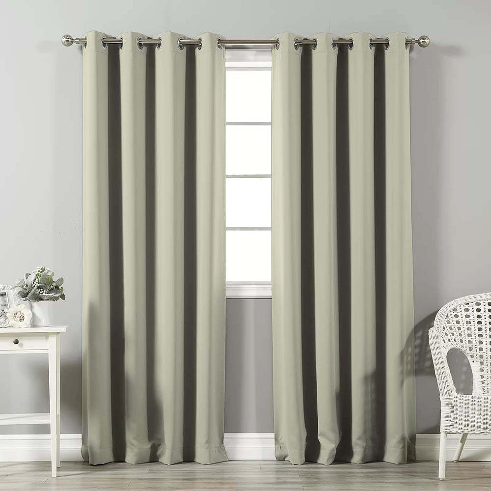 Jacquard Room Darkening Curtains in Sand Fossil Set Of 2 - (P57)