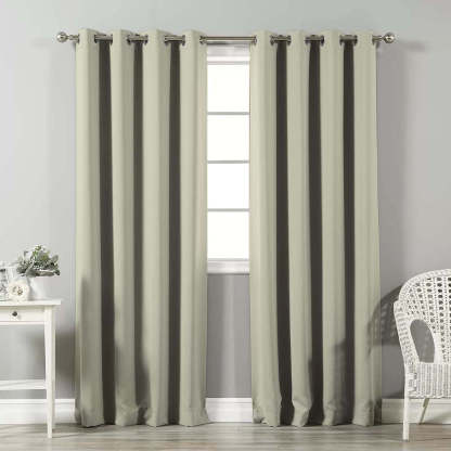 Jacquard Room Darkening Curtains in Sand Fossil Set Of 2 - (P57)