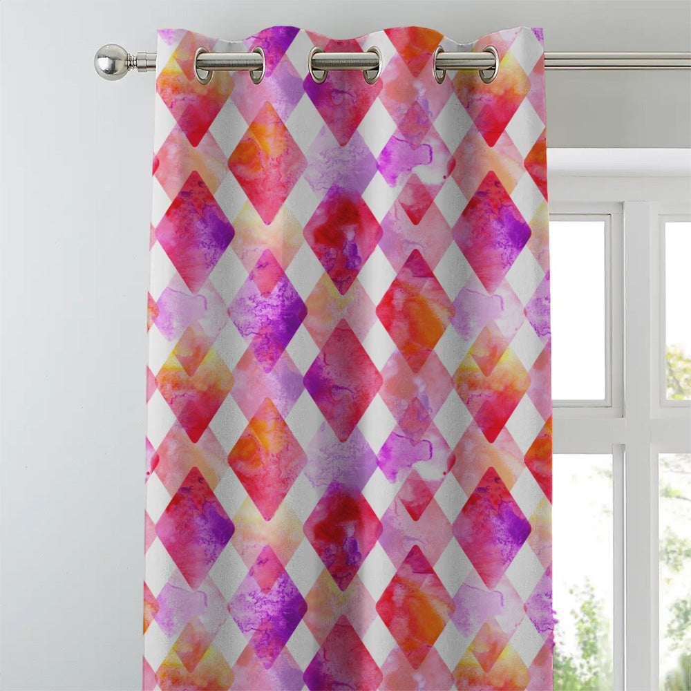 Elegent Geometric Print Matt Finish Room Darkening Curtain Set of 2 MTDS58A