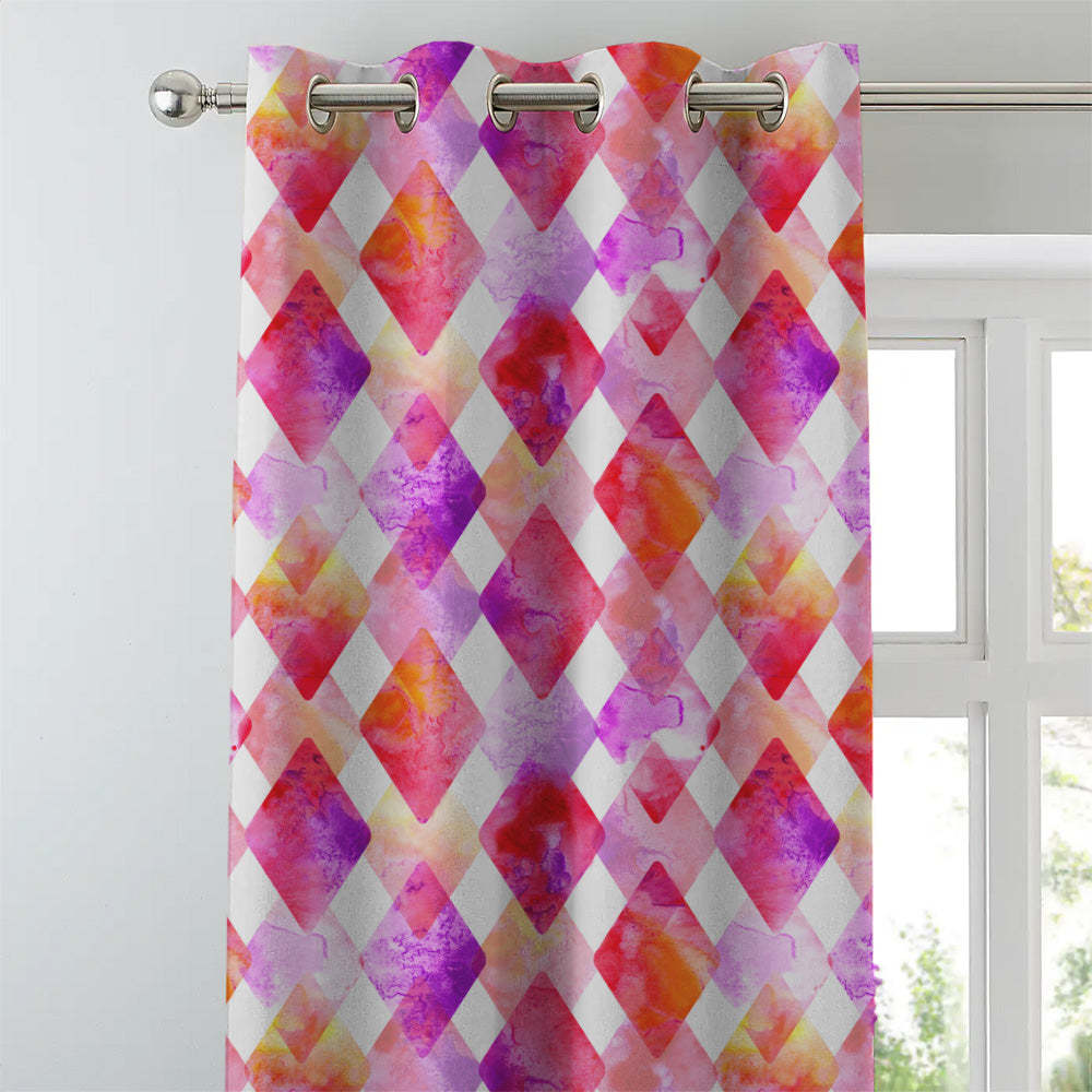 Elegent Geometric Print Matt Finish Room Darkening Curtain Set of 2 MTDS58A