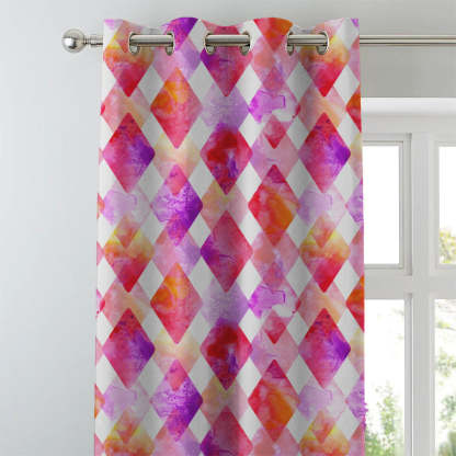 Elegent Geometric Print Matt Finish Room Darkening Curtain Set of 2 MTDS58A