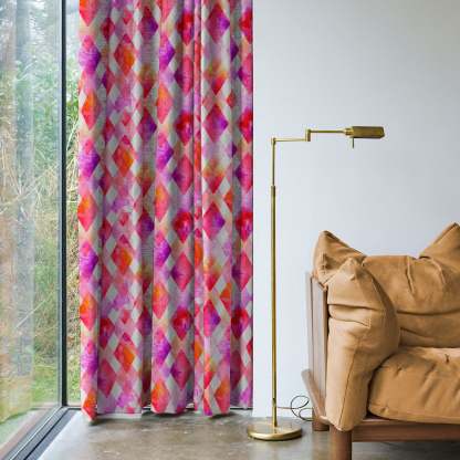 Elegent Geometric Print Matt Finish Room Darkening Curtain Set of 2 MTDS58A