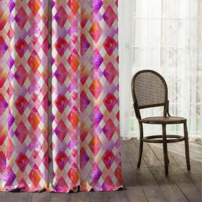 Elegent Geometric Print Matt Finish Room Darkening Curtain Set of 2 MTDS58A