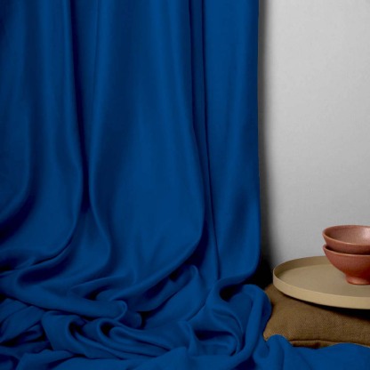 Jacquard Room Darkening Curtains in Aegean Blue Set Of 2 - (P59)