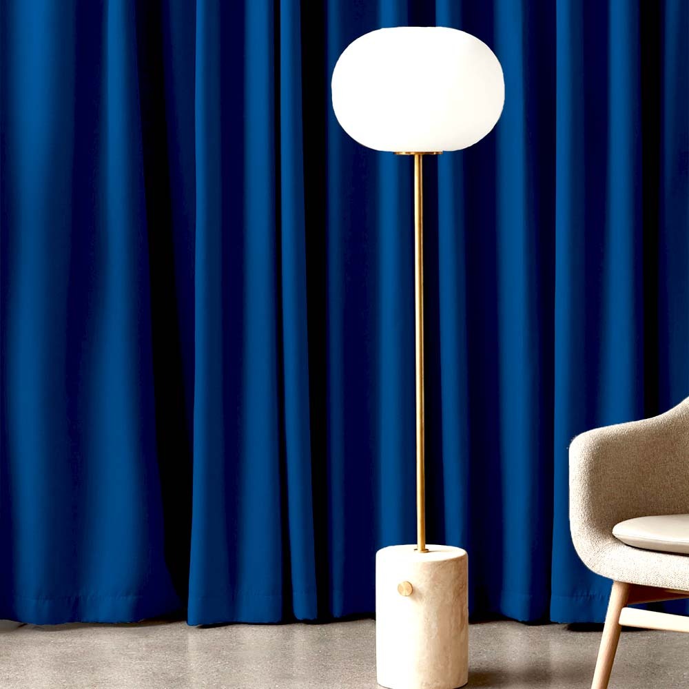 Jacquard Room Darkening Curtains in Aegean Blue Set Of 2 - (P59)