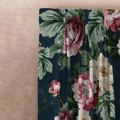 Nostalgic Reverie Combination Yankees Blue Dimout Curtain Set Of 4 -(DS592AOP01)