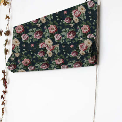 Nostalgic Reverie Floral Yankees Blue Roman Blind -(DS592A)