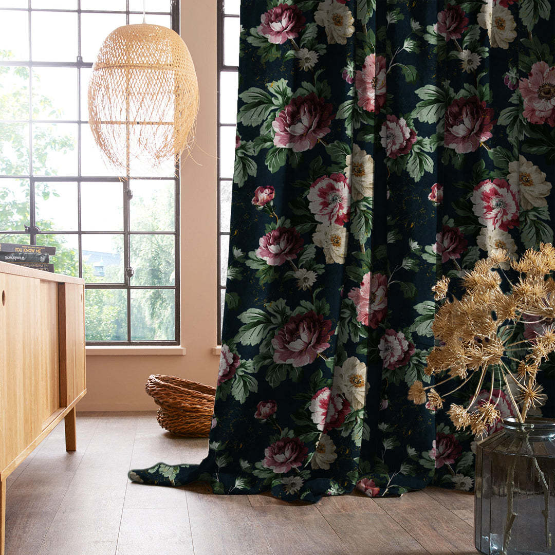 Nostalgic Reverie Combination Yankees Blue Dimout Curtain Set Of 4 -(DS592AOP01)