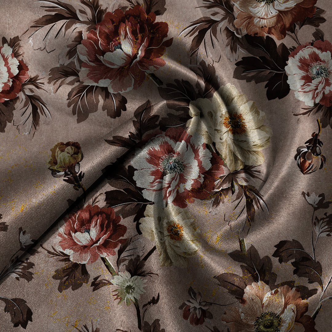 Nostalgic Reverie Combination Tuscany Brown Dimout Curtain Set Of 4 -(DS592DOP5)
