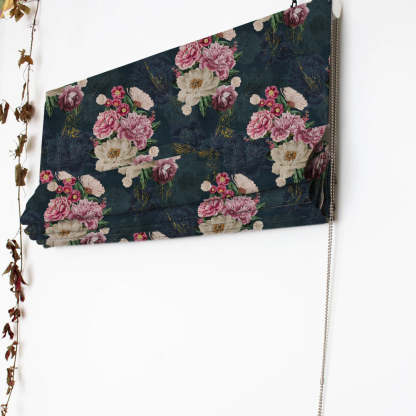Bouquet Royale Floral Yankees Blue Roman Blind -(DS593A)