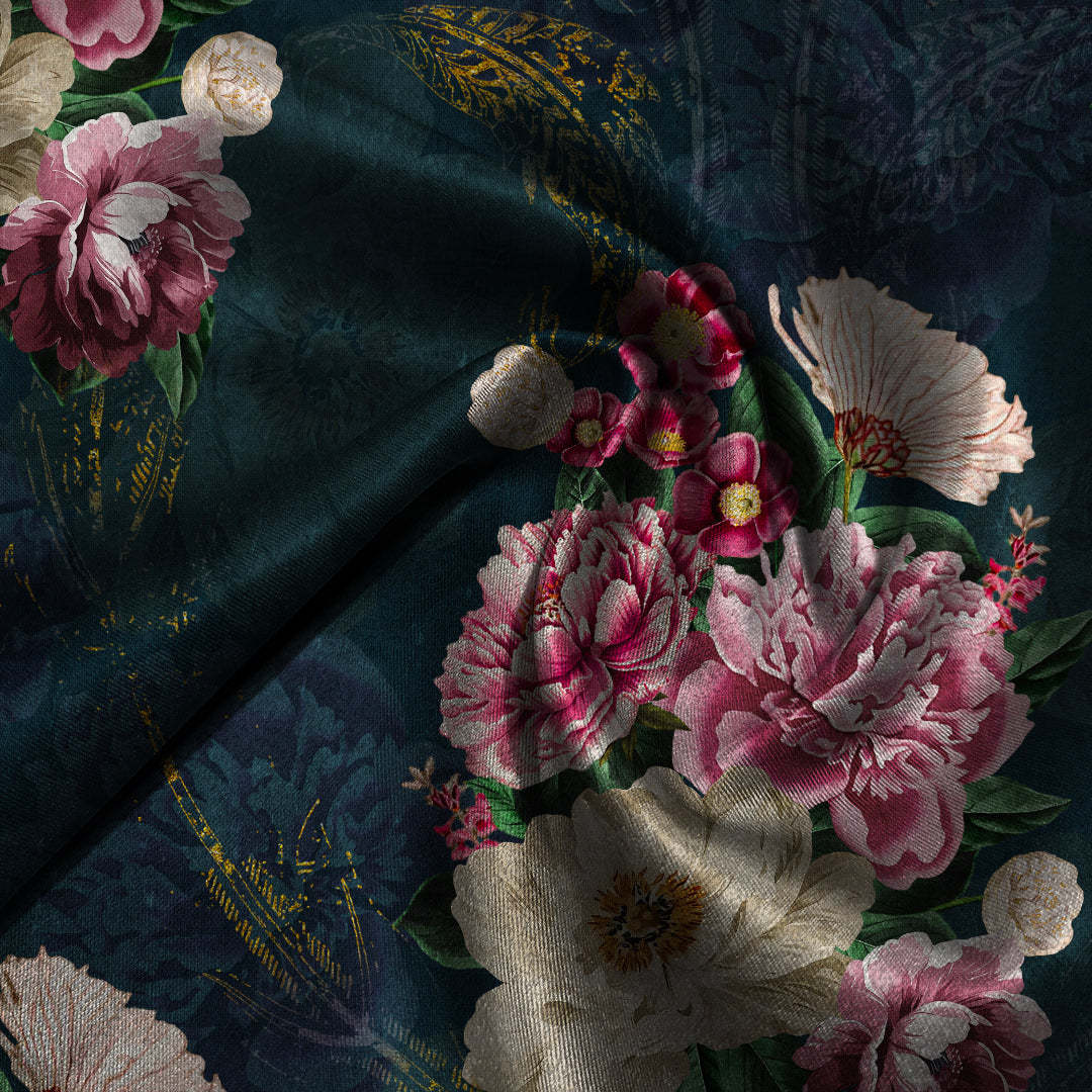 Bouquet Royale Floral Yankees Blue Roman Blind -(DS593A)