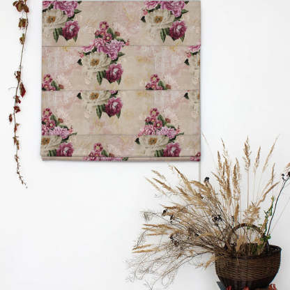 Bouquet Royale Floral Dark Vanilla Beige Roman Blind -(DS593C)