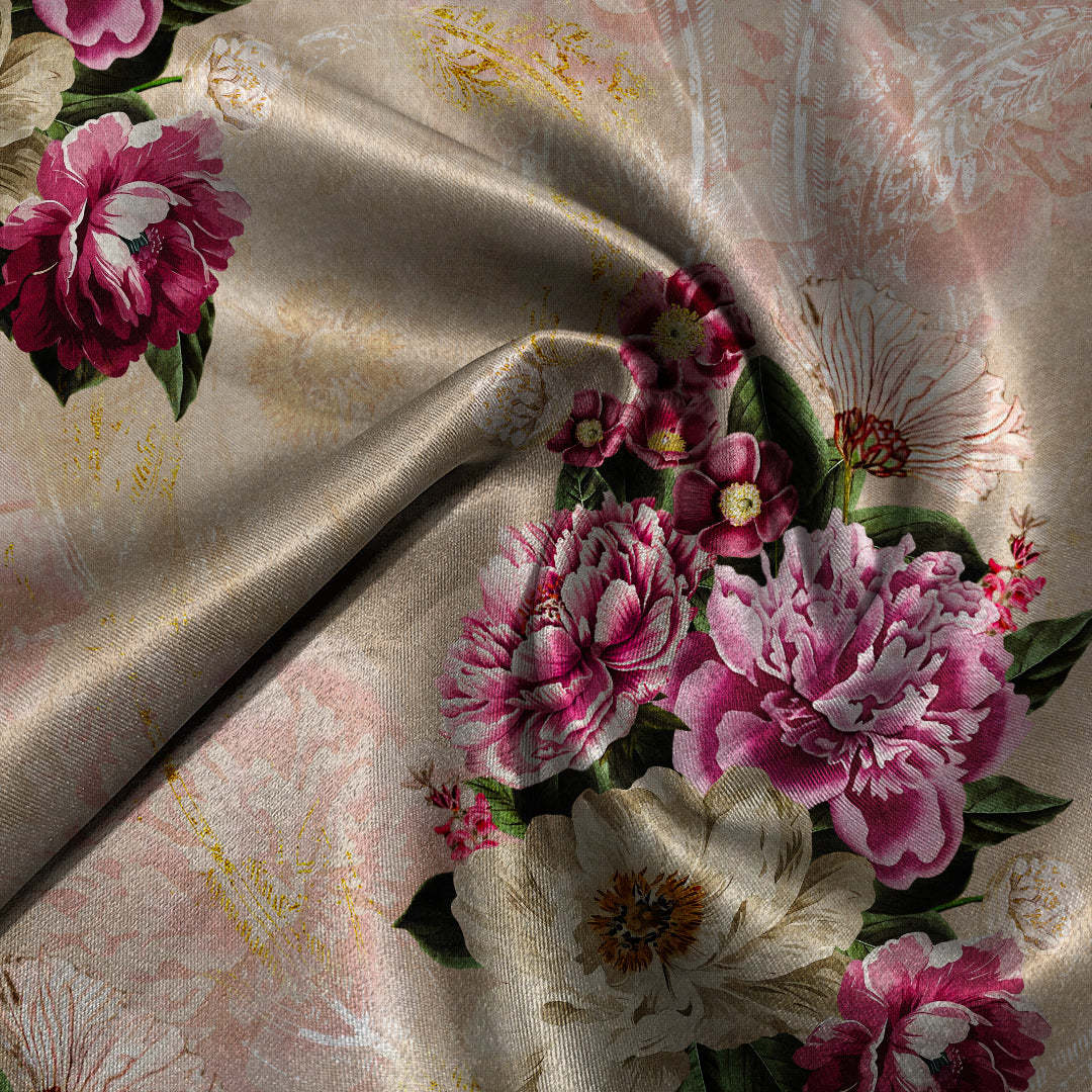 Bouquet Royale Floral Dark Vanilla Beige Roman Blind -(DS593C)