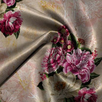 Bouquet Royale Floral Dark Vanilla Beige Roman Blind -(DS593C)