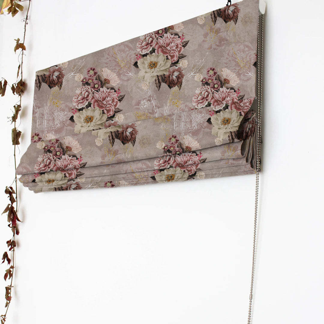 Bouquet Royale Floral Tuscany Brown Roman Blind -(DS593D)