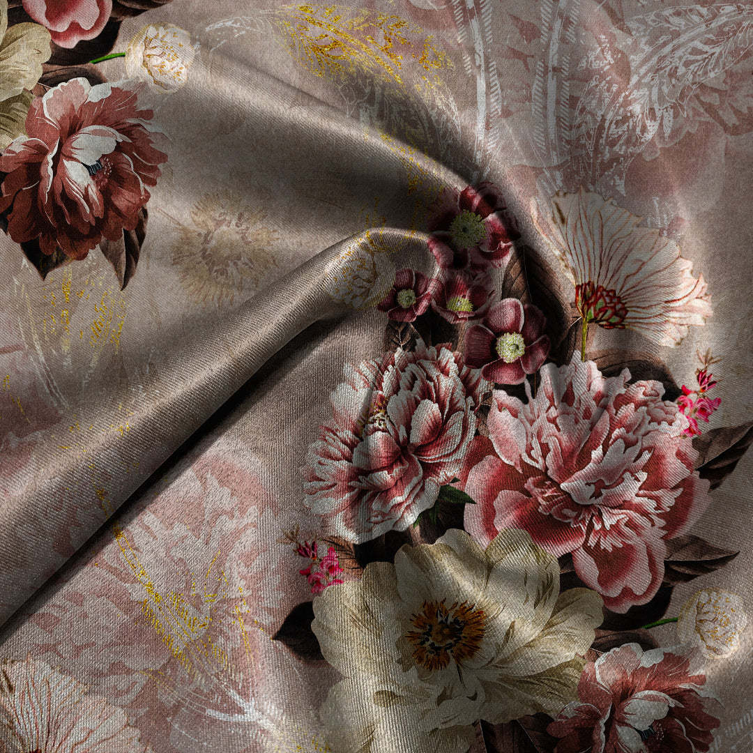 Bouquet Royale Floral Tuscany Brown Roman Blind -(DS593D)