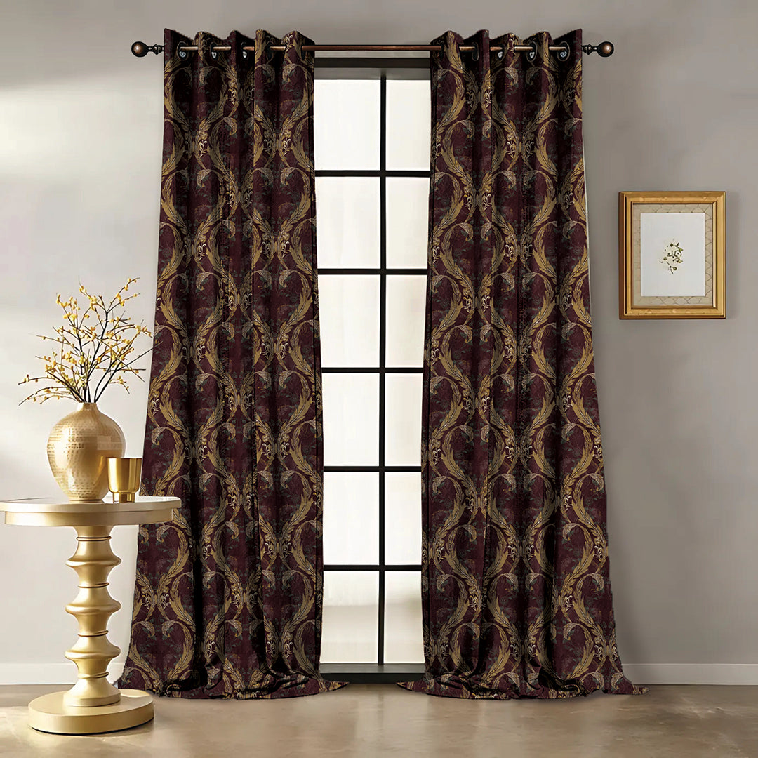 Imperial Canopy Indie Coffee Brown Dimout Curtain Set Of 2 -(DS594B)