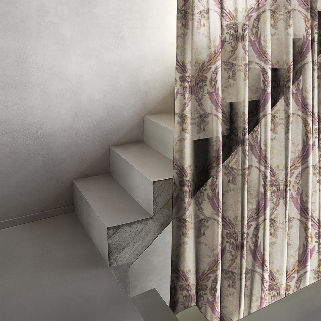 Imperial Canopy Indie Dark Vanilla Beige Sheer Curtain Set Of 2 -(DS594C)