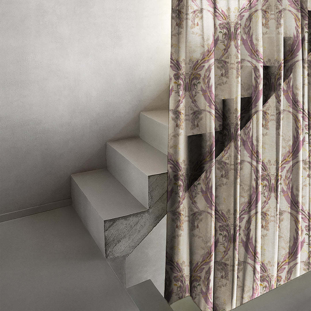 Imperial Canopy Indie Dark Vanilla Beige Sheer Curtain Set Of 2 -(DS594C)