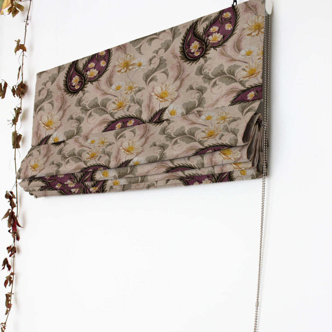 Ornate Veil Floral Dark Vanilla Beige Roman Blind -(DS595C)