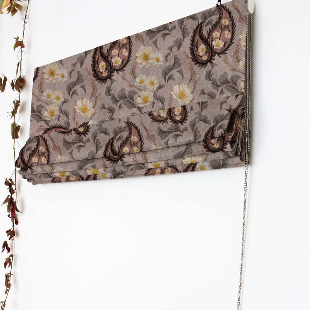 Ornate Veil Floral Tuscany Brown Roman Blind -(DS595D)