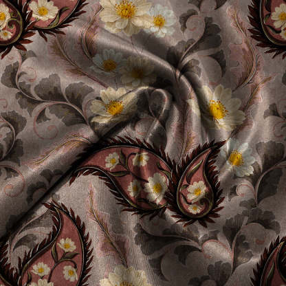 Ornate Veil Floral Tuscany Brown Roman Blind -(DS595D)