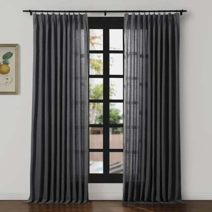 Ron Linen Cotton Herringbone Curtain Pleated TWOPAGES