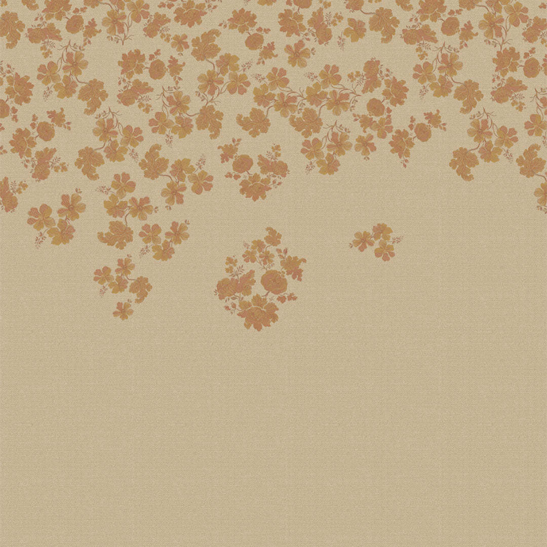 Sunlit Petals Floral Khaki Beige Sheer Curtain Set of 2 - DS606