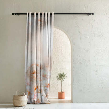 Summer Blush Floral Chestnut Pink Heavy Satin Room Darkening Curtain Set of 1pc - (DS607)