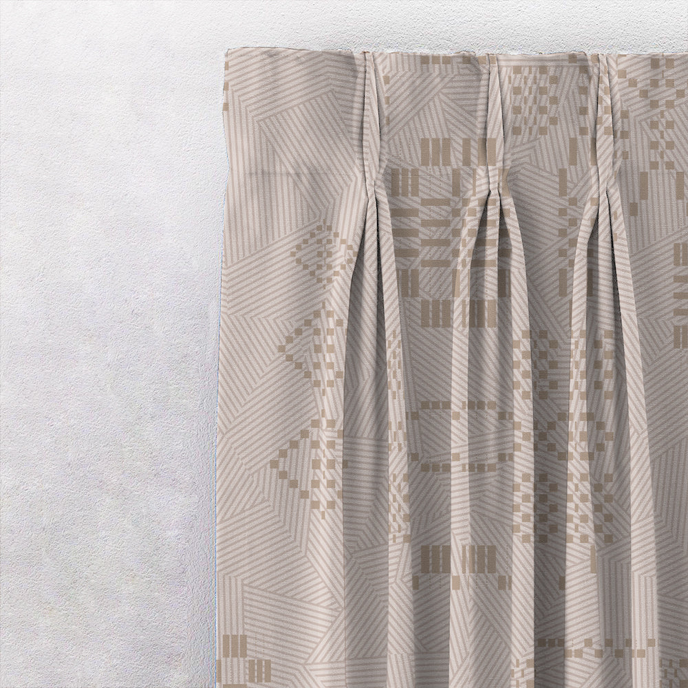 Sahara Lines Geometric Pastel Pink Heavy Satin Blackout Curtain Set of 2 - DS610