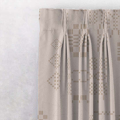 Sahara Lines Geometric Pastel Pink Heavy Satin Blackout Curtain Set of 2 - DS610