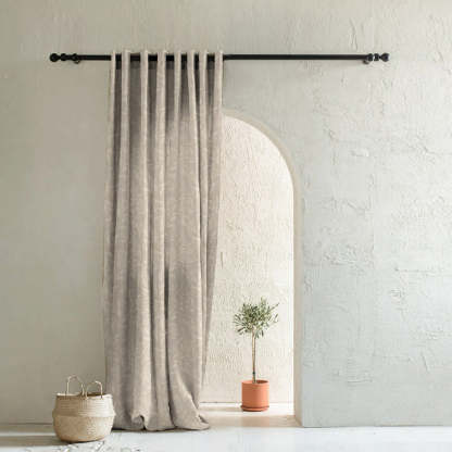 Bloomscape Floral Vanilla Beige Heavy Satin Room Darkening Curtain Set of 1pc - (DS614)