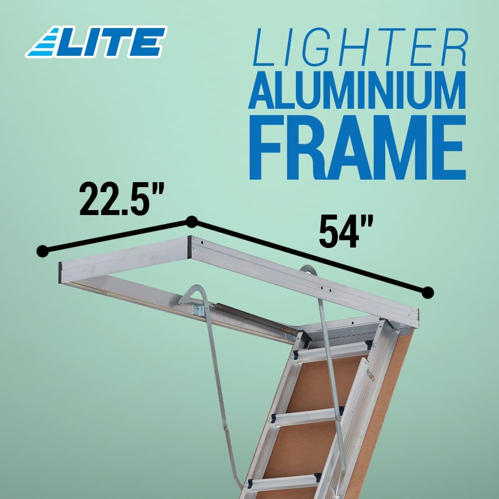 LITE 10ft Aluminum Attic Ladder, 375lb Capacity, Type IAA