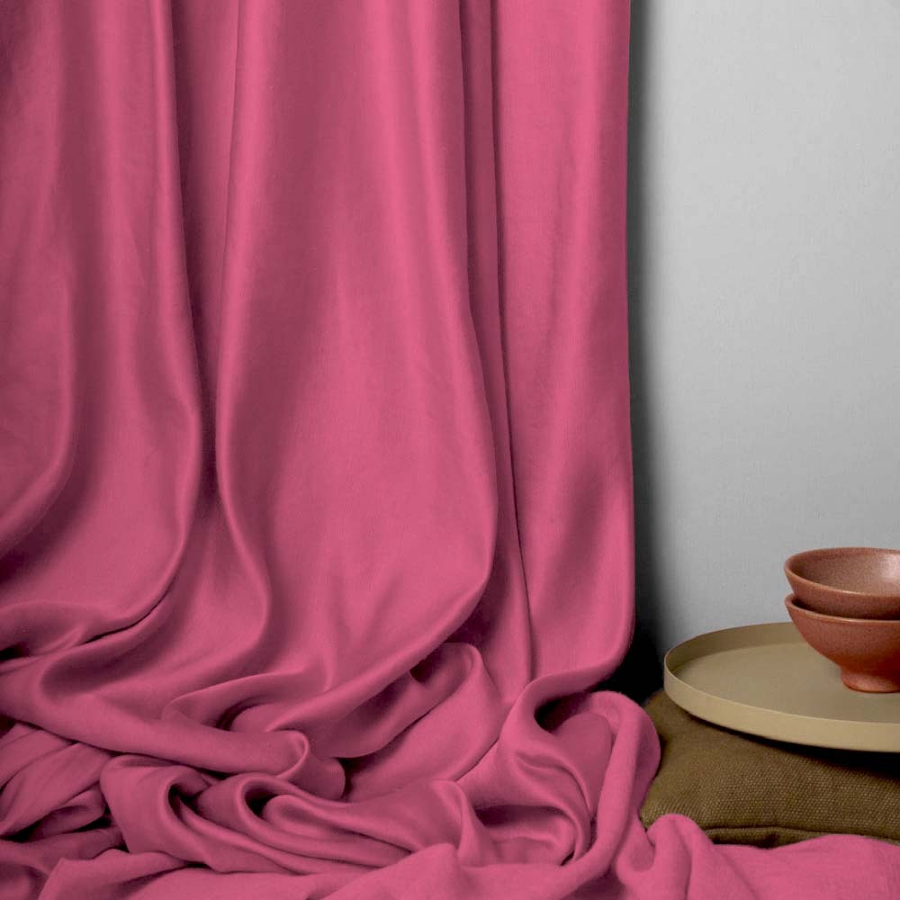 Jacquard Room Darkening Curtains in Punch Pink Set Of 2 - (P62)