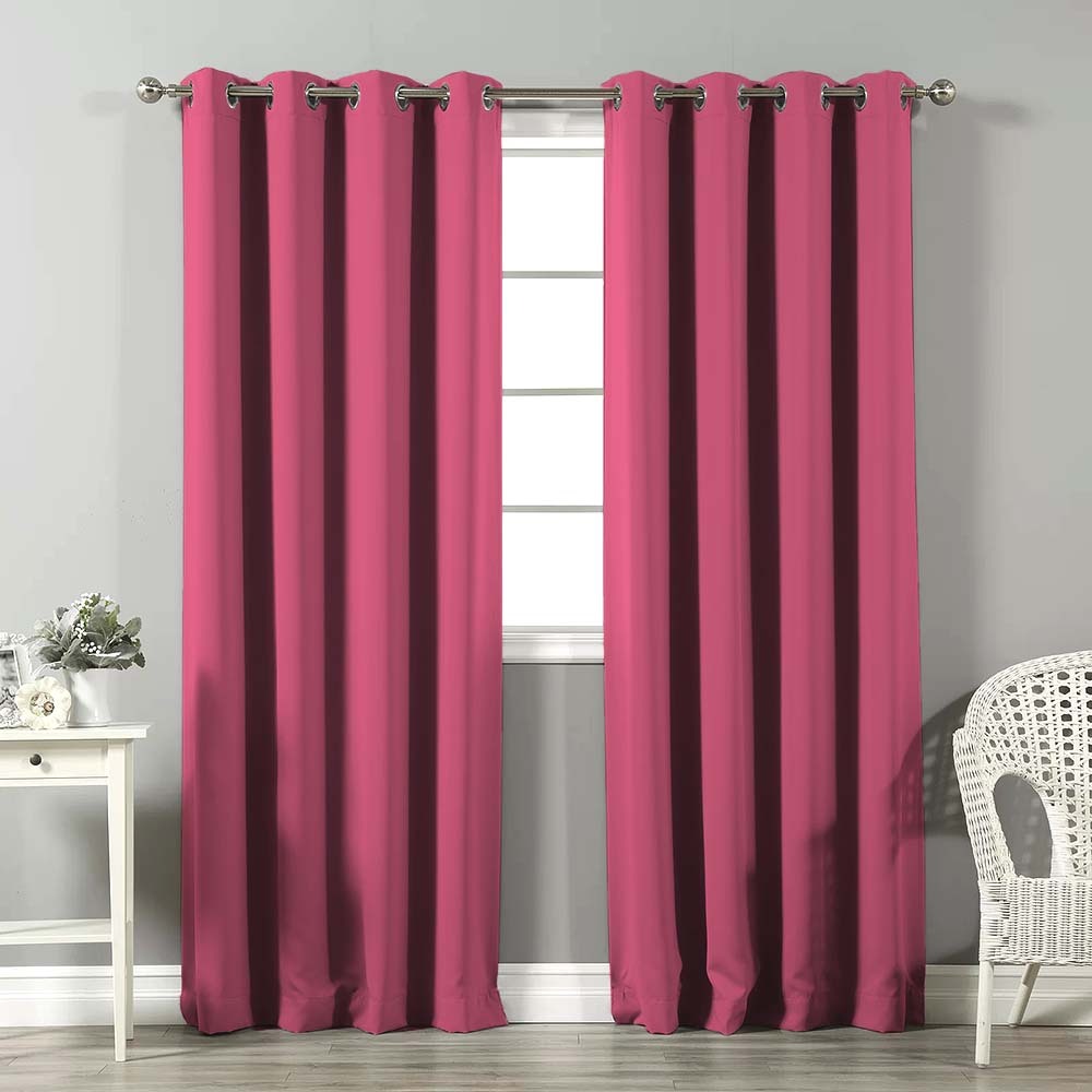 Jacquard Room Darkening Curtains in Punch Pink Set Of 2 - (P62)