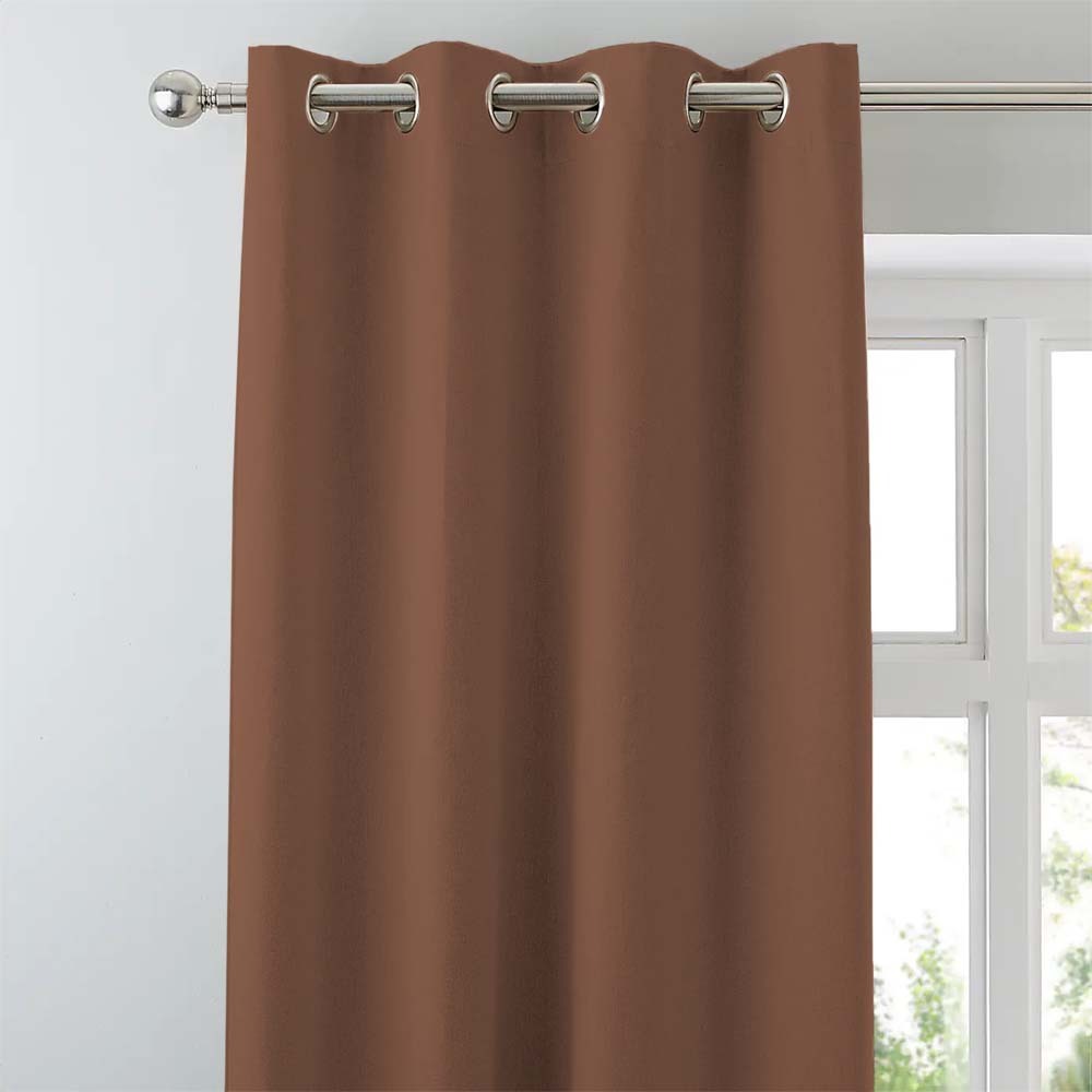 Jacquard Room Darkening Curtains in Caramel Brown Set Of 2 - (P65)