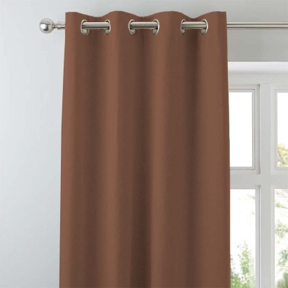 Jacquard Room Darkening Curtains in Caramel Brown Set Of 2 - (P65)