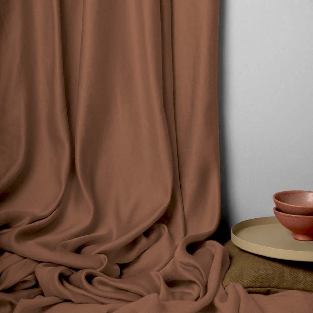Jacquard Room Darkening Curtains in Caramel Brown Set Of 2 - (P65)