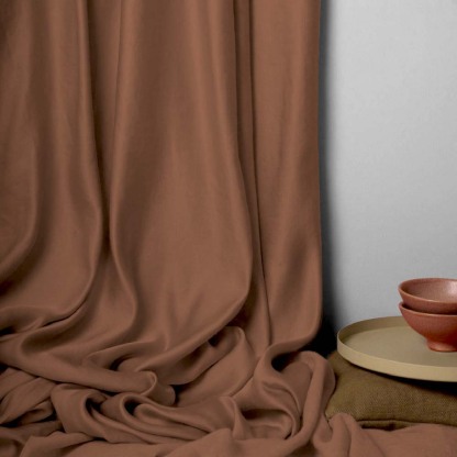 Jacquard Room Darkening Curtains in Caramel Brown Set Of 2 - (P65)